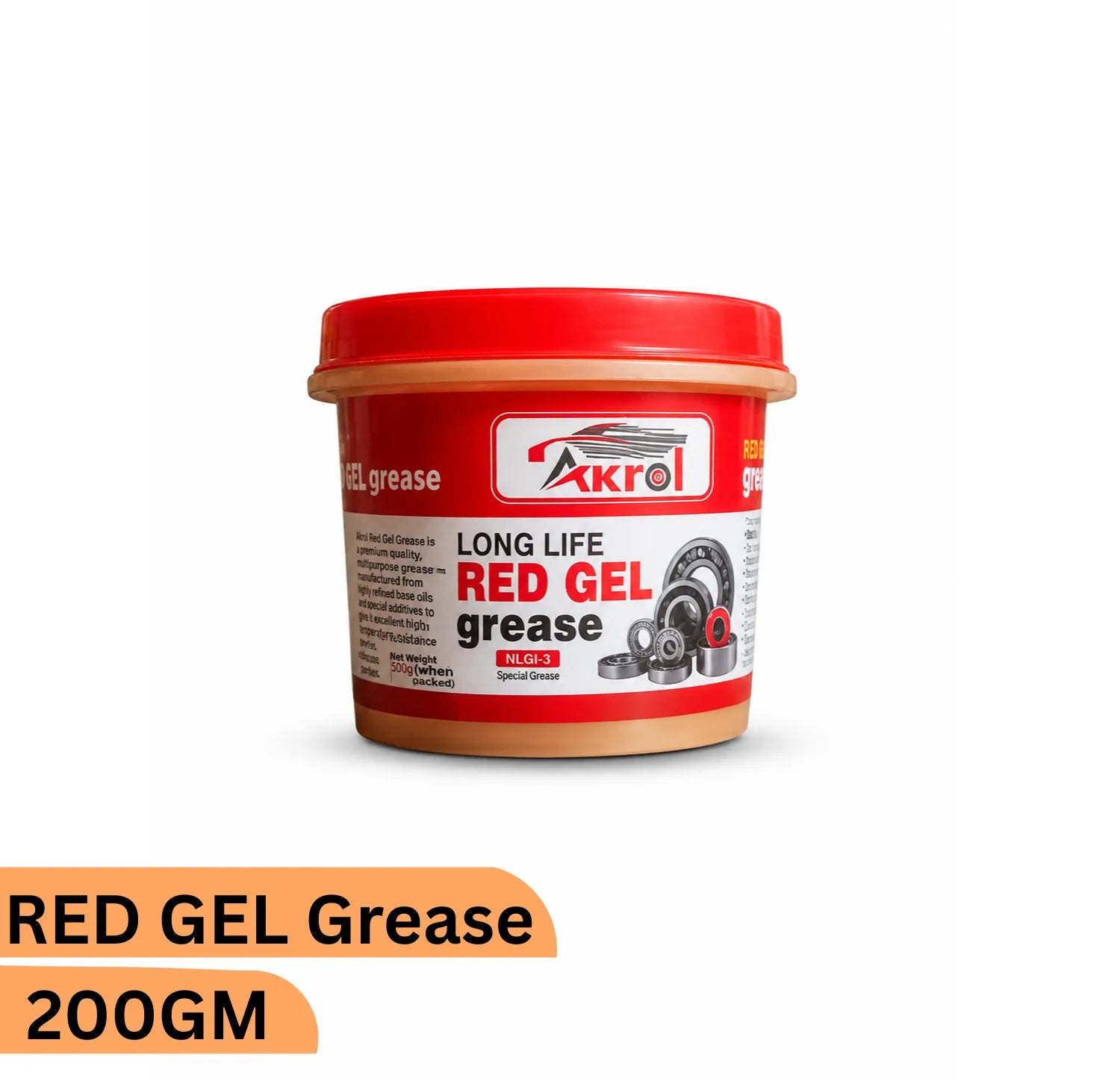 AKROL Red Gel Grease NLGI-3 200 GM Long Life Multipurpose Grease