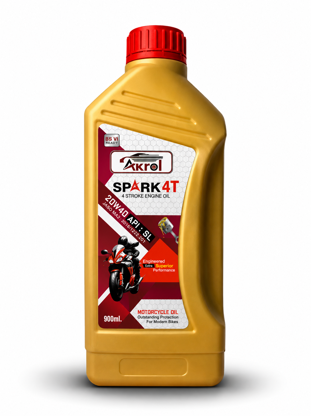 AKROL Spark 4T 20W40 API SL 900 ML Motorcycle Engine Oil