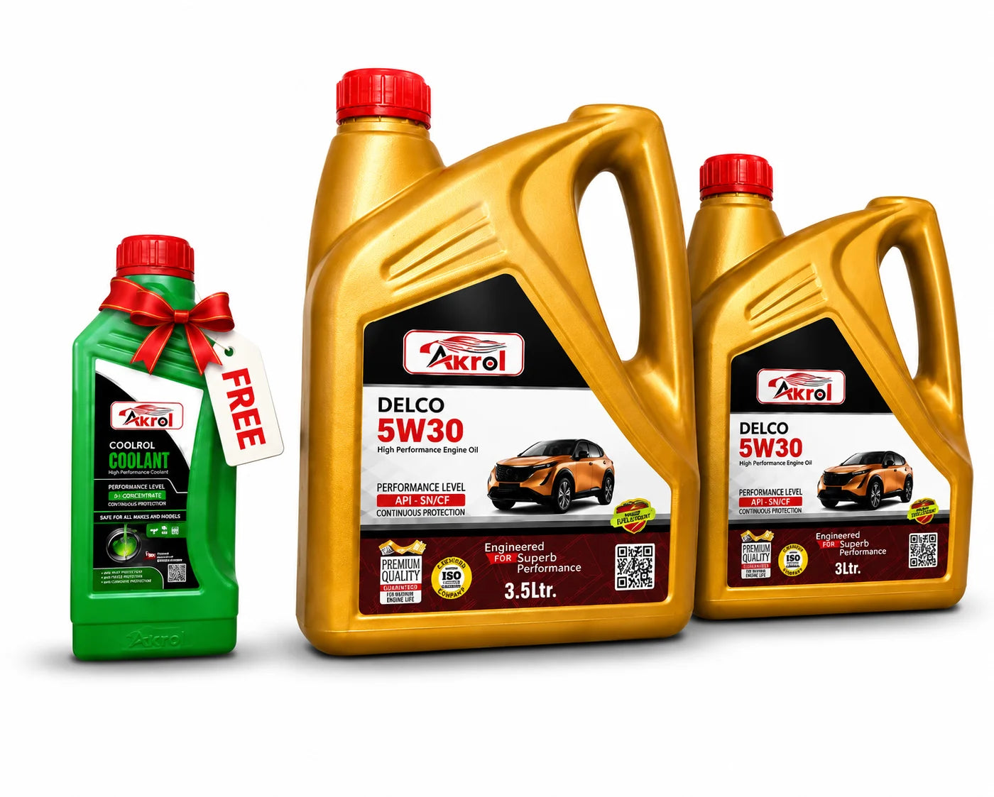 Akrol Delco 5W30 Engine Oil Combo – 3.5L + 3L with 1L 1:7 Coolant FREE