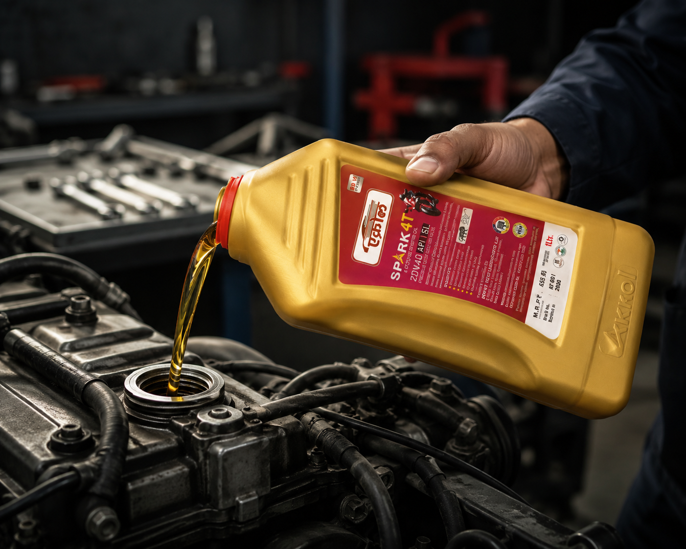 AKROL Spark 20W40 API SL 1 L | Premium 4T Engine Oil for Automotive & Industrial Use