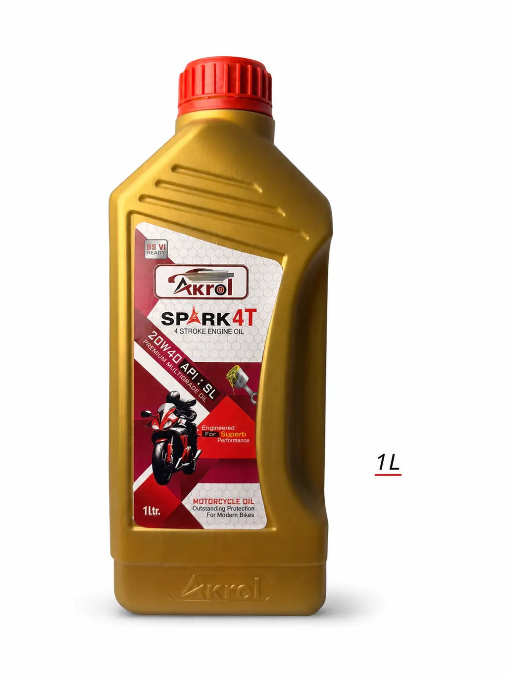 AKROL Spark 20W40 API SL 1 L | Premium 4T Engine Oil for Automotive & Industrial Use