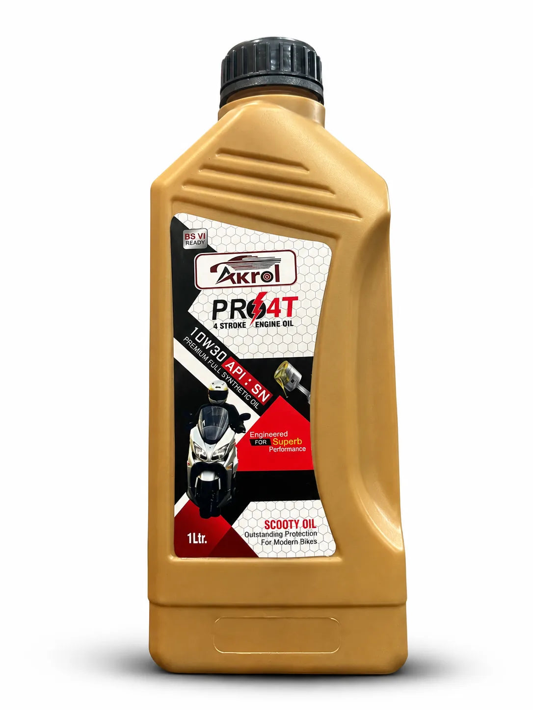 Akrol Pro 4T 10W30 API SN 1 Ltr Full Synthetic 4 Stroke Engine Oil