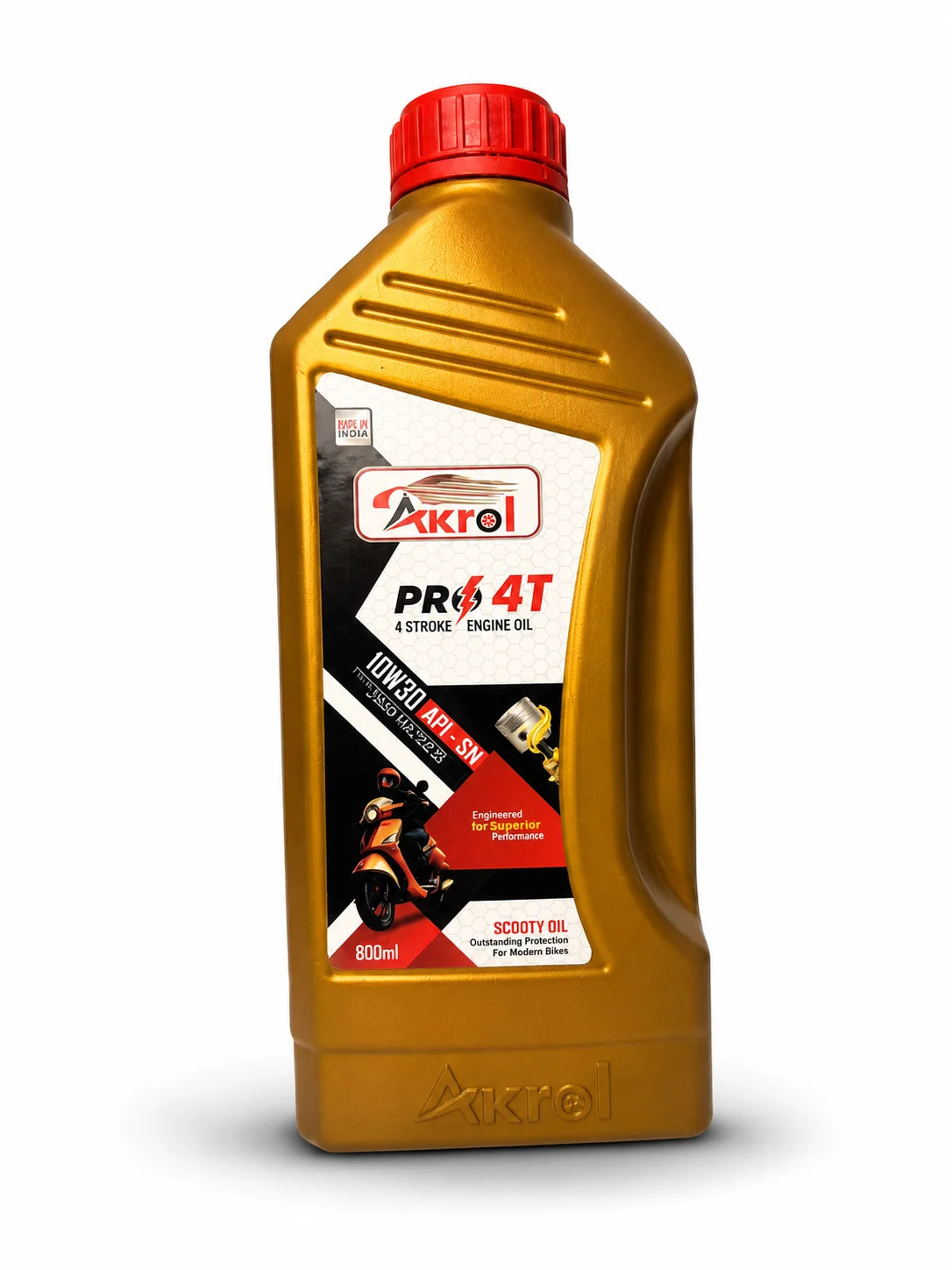 AKROL Shield 4T 10W30 API SM 800 ML Premium Scooter Engine Oil