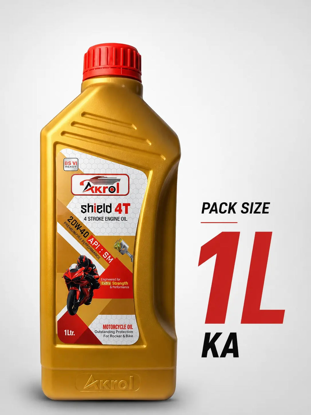 AKROL Shield 20W40 API SM 1 L | Premium 4T Engine Oil for Automotive & Industrial Use
