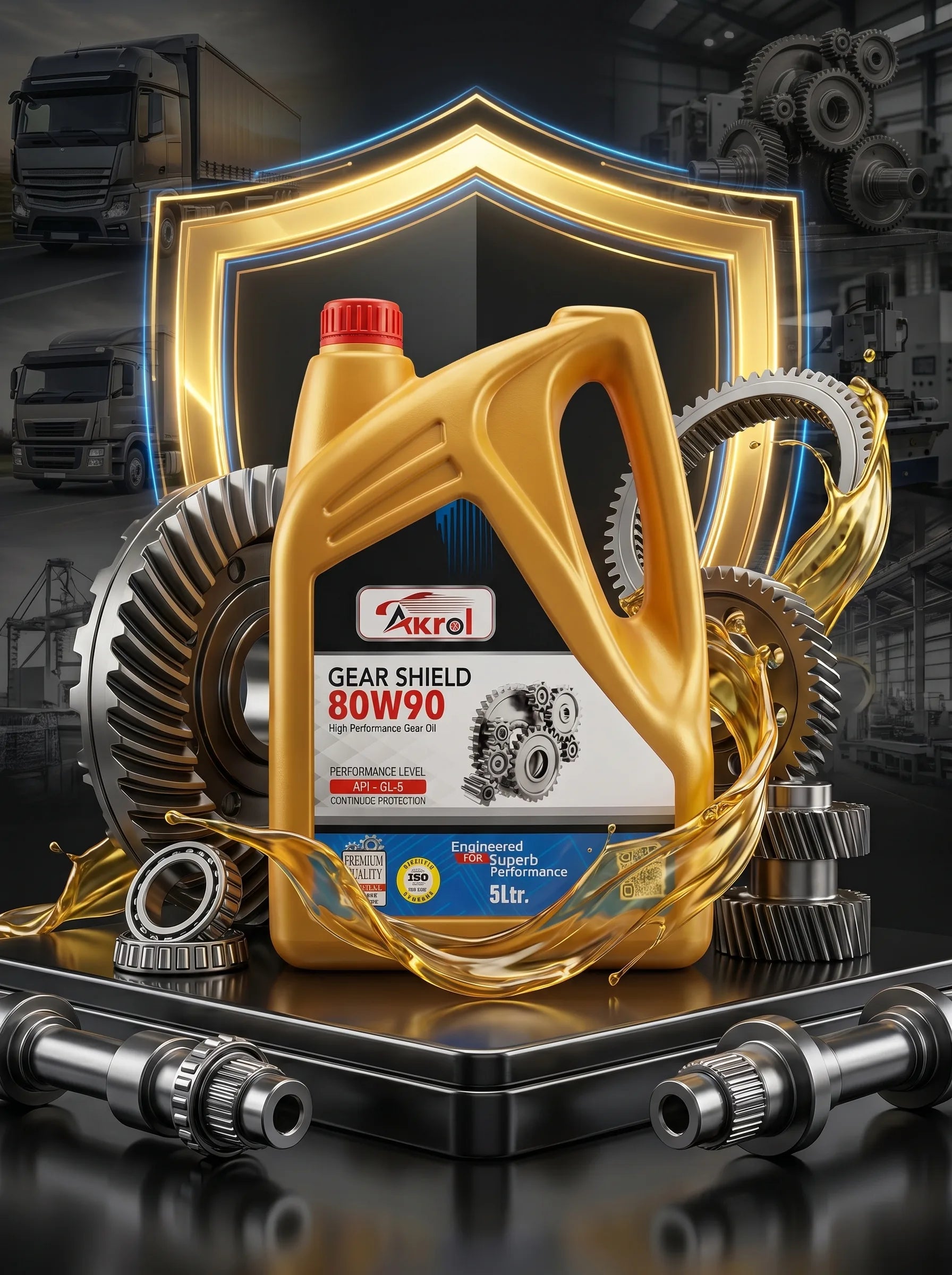 AKROL Gear Shield 80W90 Gear Oil 5 L for Automotive and Mechanical Gear Systems