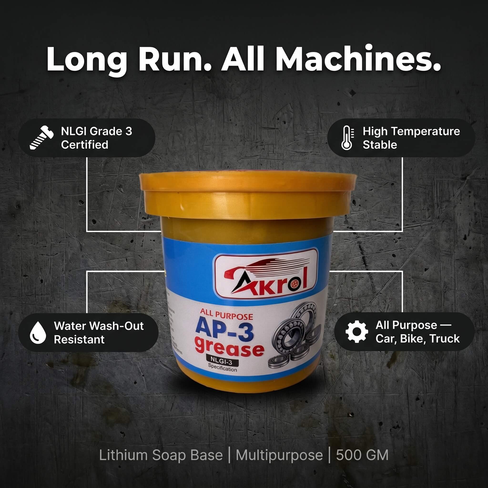 AKROL AP-3 All Purpose Grease 500 GM Multipurpose Lubricating Grease