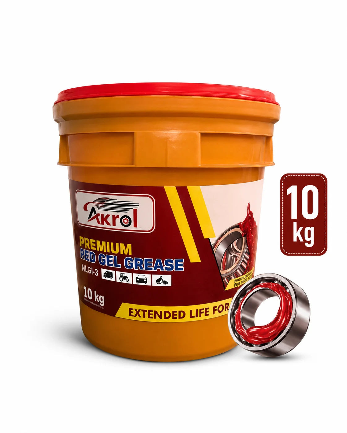AKROL Red Gel Grease 10 KG | Premium Grease for Automotive & Industrial Use