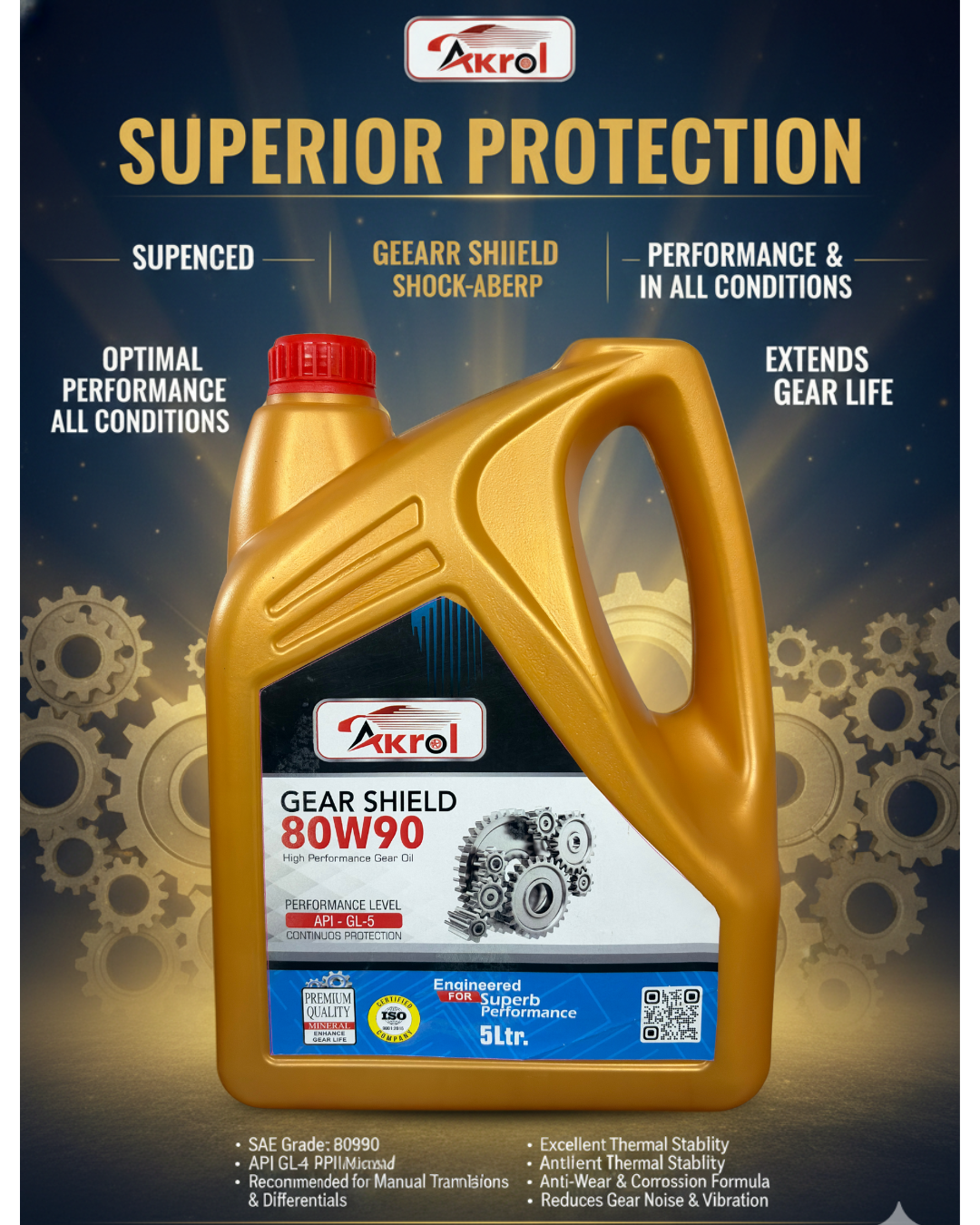 AKROL Gear Shield 80W90 5 L | Premium Gear Oil for Automotive & Industrial Use