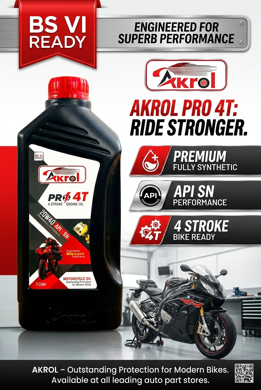 AKROL Bike Pro 4T 20W40 API SN Premium  Motorcycle Engine Oil – 1 Liter