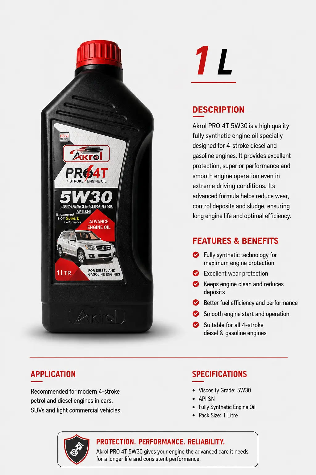 AKROL Delco 5W30 1 L | Premium Car Engine Oil for Automotive & Industrial Use