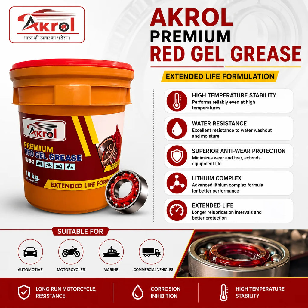 AKROL Red Gel Grease 10 KG | Premium Grease for Automotive & Industrial Use