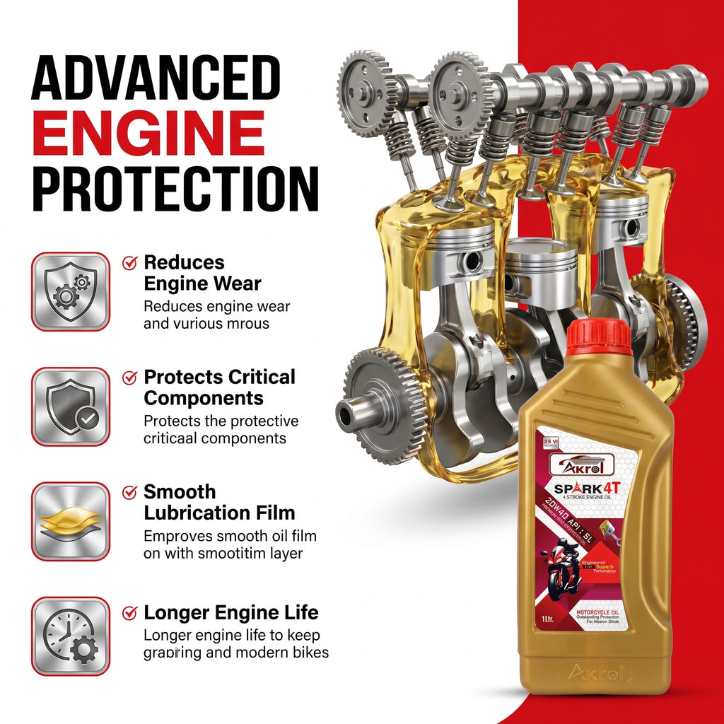 AKROL Spark 20W40 API SL 1 L | Premium 4T Engine Oil for Automotive & Industrial Use